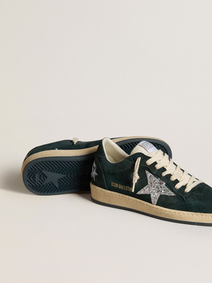 Golden Goose Ball Star c Glitter Star On Suede Sneakers - Green Unisex Streetwear Limited Edition