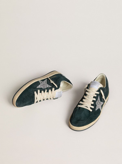 Golden Goose Ball Star c Glitter Star On Suede Sneakers - Green Unisex Streetwear Limited Edition