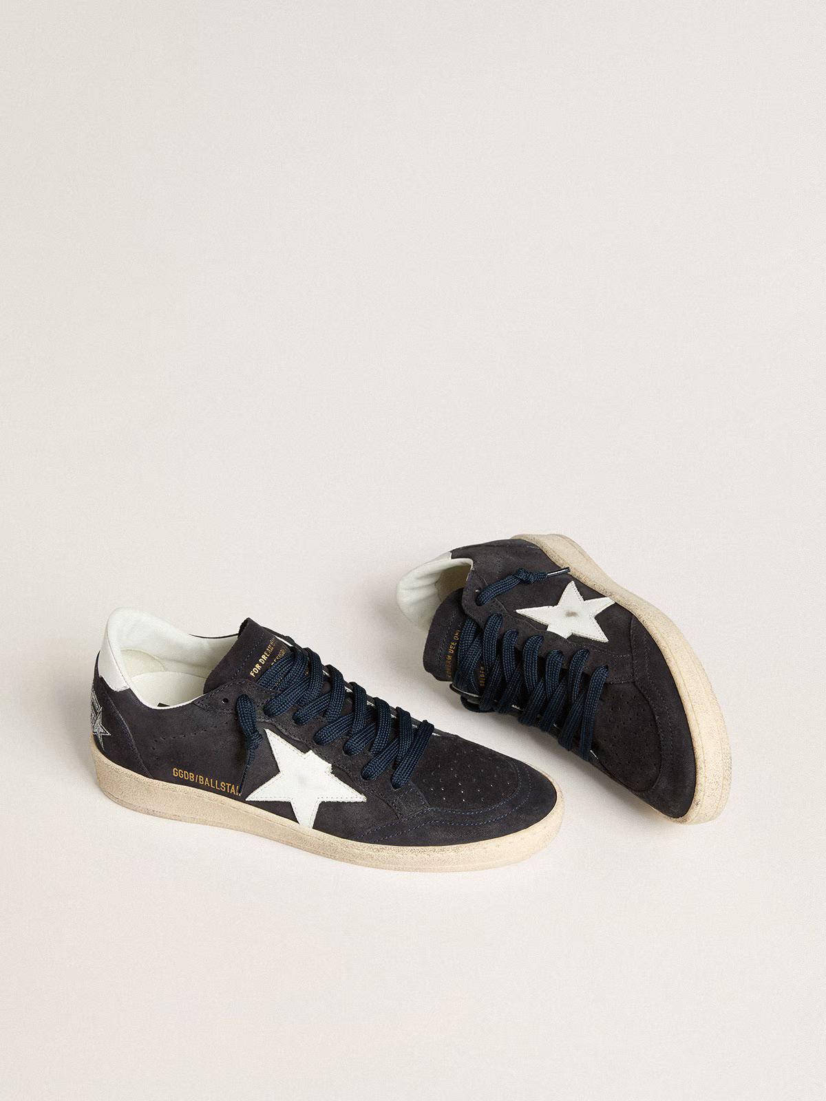 Golden Goose Ball Star c Navy Suede With Star Sneakers - White Unisex Streetwear Limited Edition