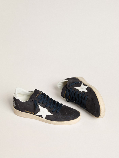 Golden Goose Ball Star c Navy Suede With Star Sneakers - White Unisex Streetwear Limited Edition