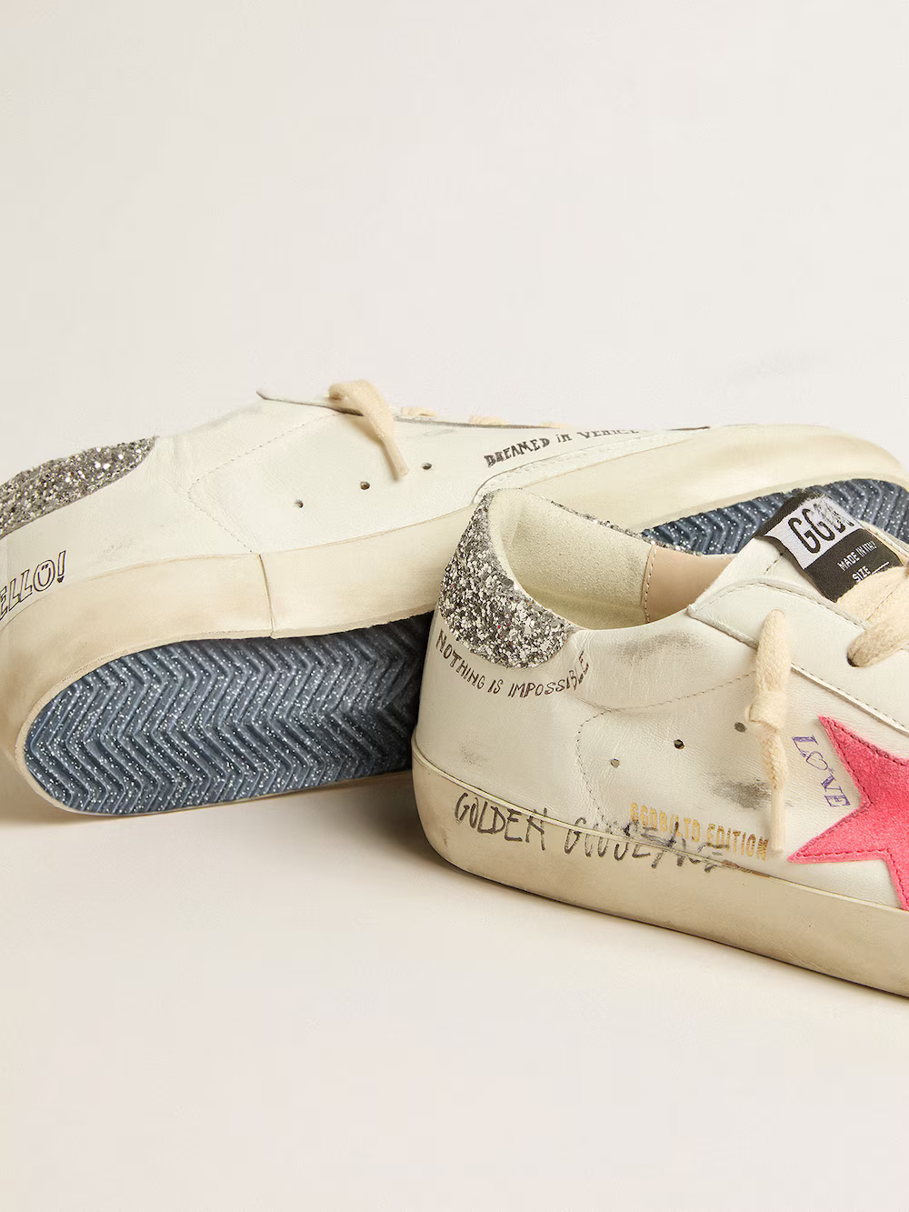 Golden Goose Limited Edition Slide Sneaker c Nothing Is Impossible Sneakers - White Unisex Streetwear Limited Edition