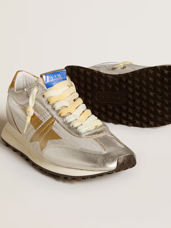 Golden Goose Marathon Sneaker c Metallic Silver & Gold - White Unisex Streetwear Limited Edition