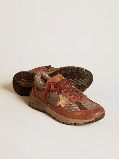 Golden Goose Running Sole Sneaker In Burnt Copper And Metallic Rose Unisex Streetwear Limited Edition