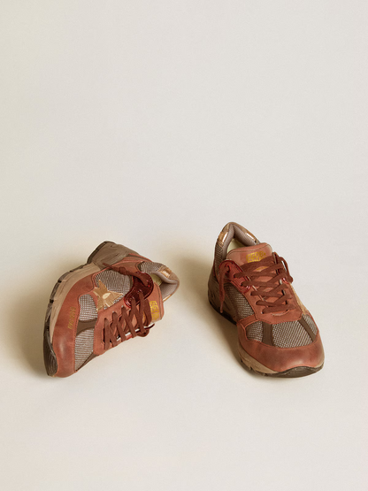 Golden Goose Running Sole Sneaker In Burnt Copper And Metallic Rose Unisex Streetwear Limited Edition