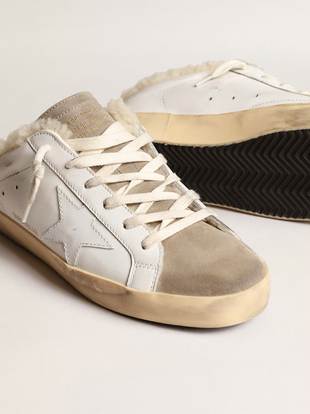 Golden Goose Shearling Slide Super-star Sneaker In - White Unisex Streetwear Limited Edition