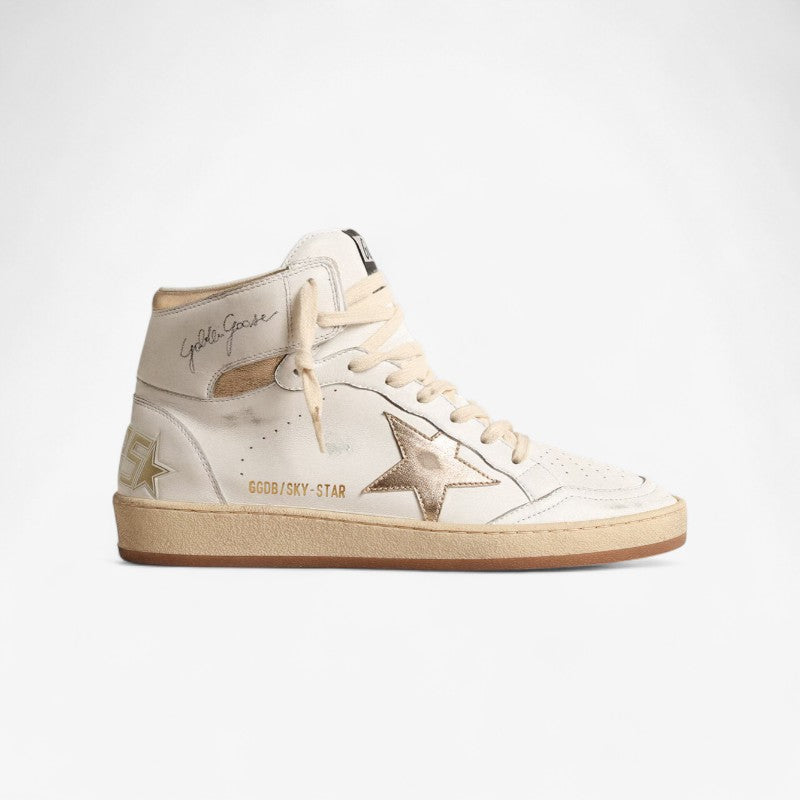 Golden Goose Sky-star c And Gold Sneakers - White Unisex Streetwear Limited Edition