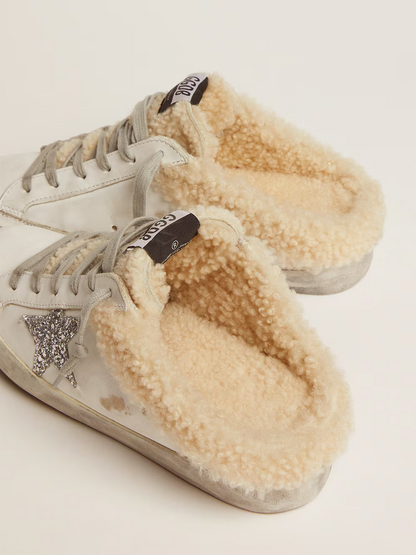 Golden Goose Slide-in Superstar Mule With Shearling - White Unisex Streetwear Limited Edition