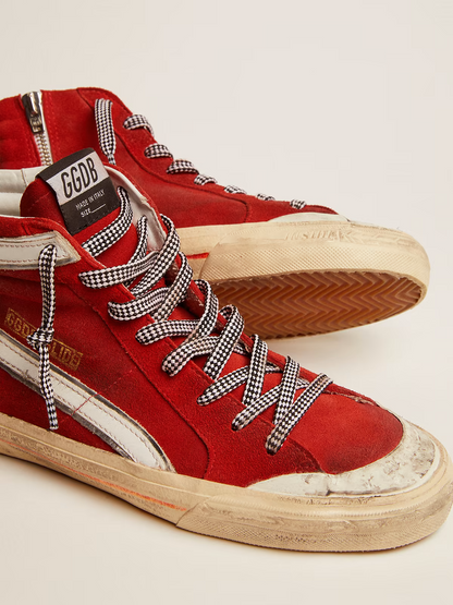 Golden Goose Slide High-top Canvas Sneaker - Red Unisex Streetwear Limited Edition