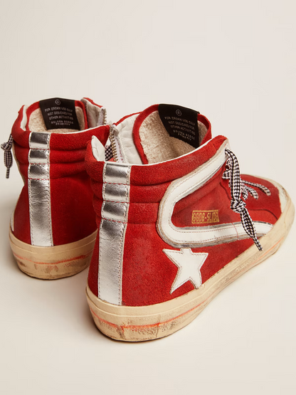 Golden Goose Slide High-top Canvas Sneaker - Red Unisex Streetwear Limited Edition