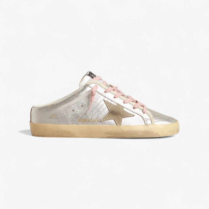 Golden Goose Slide Super-star Sneaker In Silver And - Pink Unisex Streetwear Limited Edition