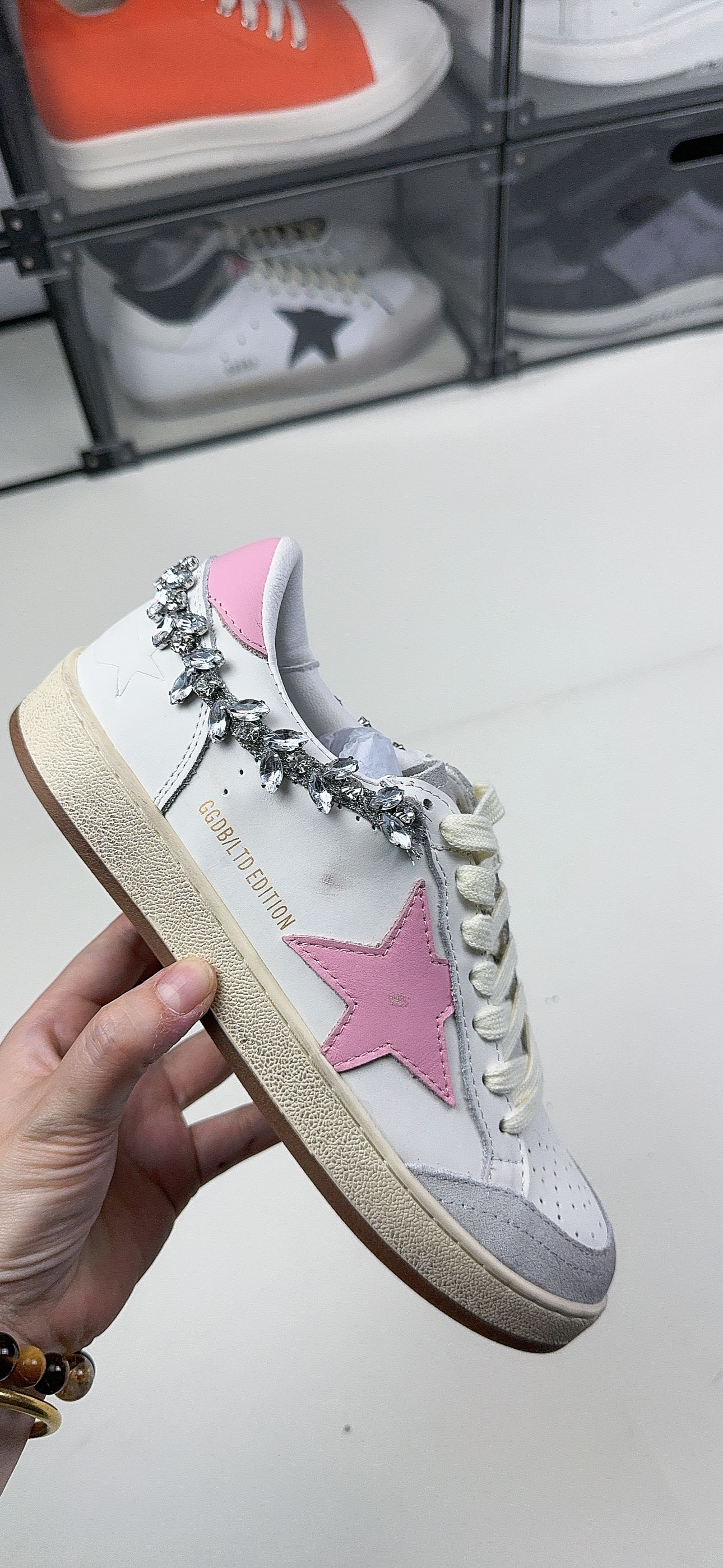 Golden Goose Stardan Sneaker With Star And Crystal Chain - Pink Unisex Streetwear Limited Edition