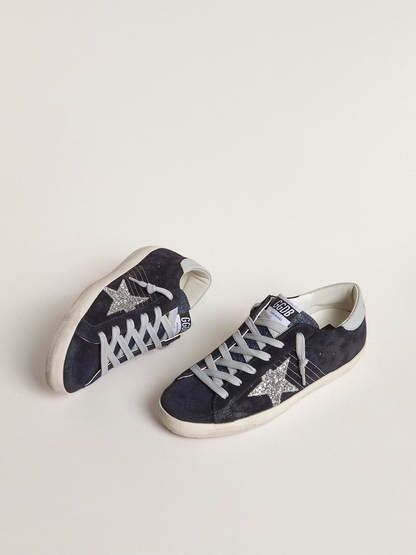Golden Goose Super-star Glitter Star c Midnight Suede - Blue Unisex Streetwear Limited Edition