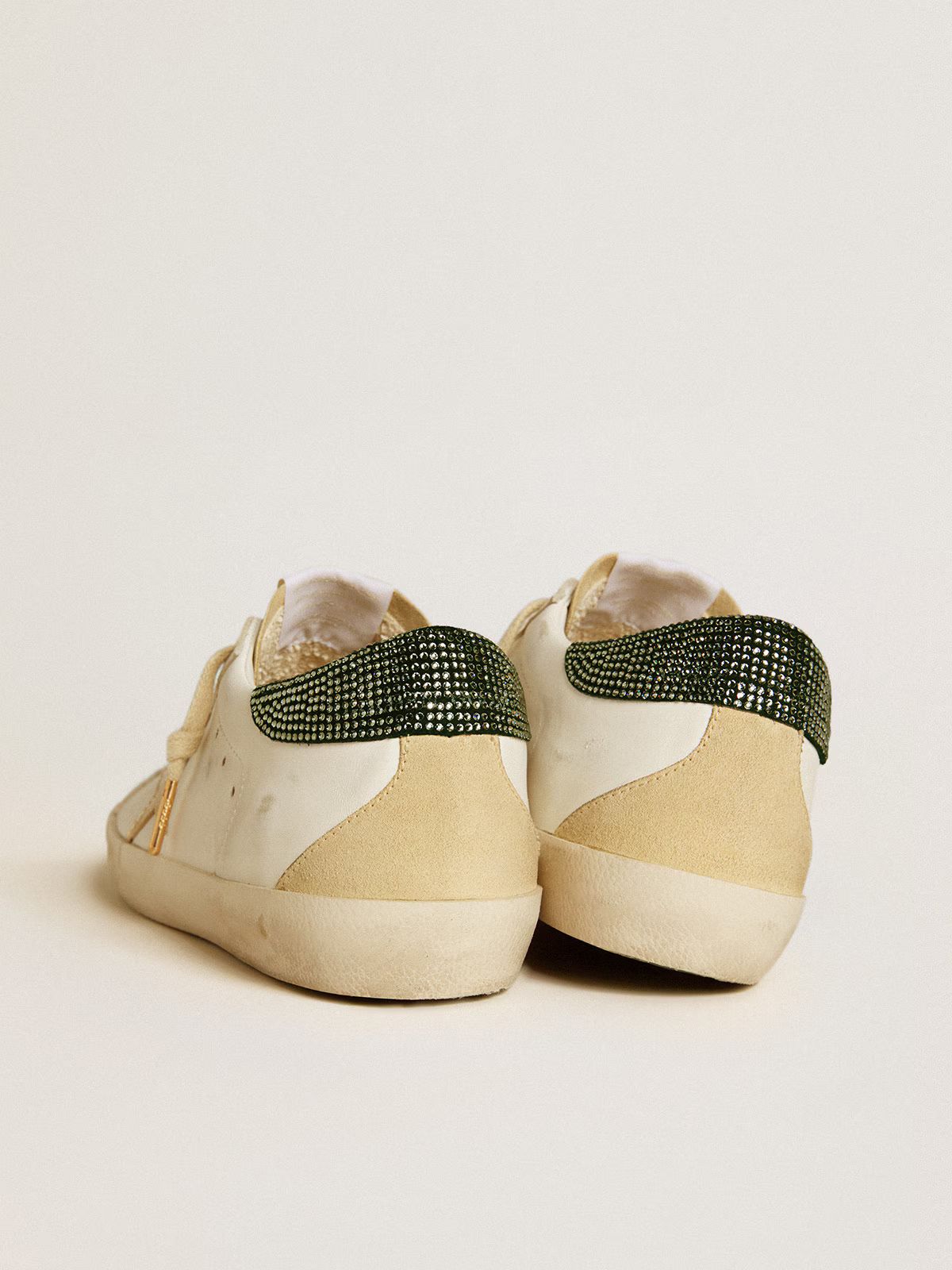 Golden Goose Super-star Ltd Edition c Gold Star With Swarovski Heel - Green Unisex Streetwear Limited Edition