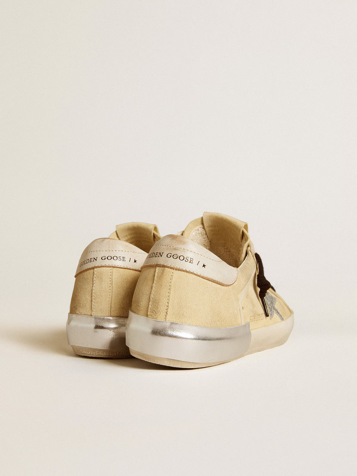 Golden Goose Super-star Ltd c Suede With Glitter Star - Beige Unisex Streetwear Limited Edition