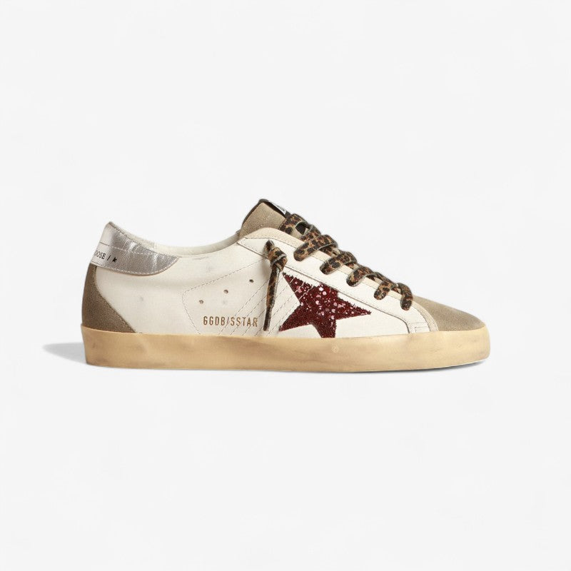 Golden Goose Super-star Glitter & Leopard Sneaker - Red Unisex Streetwear Limited Edition