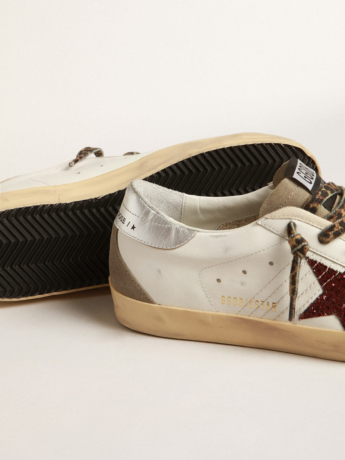 Golden Goose Super-star Glitter & Leopard Sneaker - Red Unisex Streetwear Limited Edition