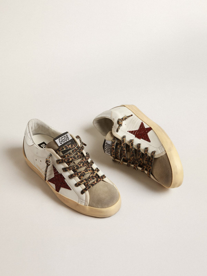 Golden Goose Super-star Glitter & Leopard Sneaker - Red Unisex Streetwear Limited Edition