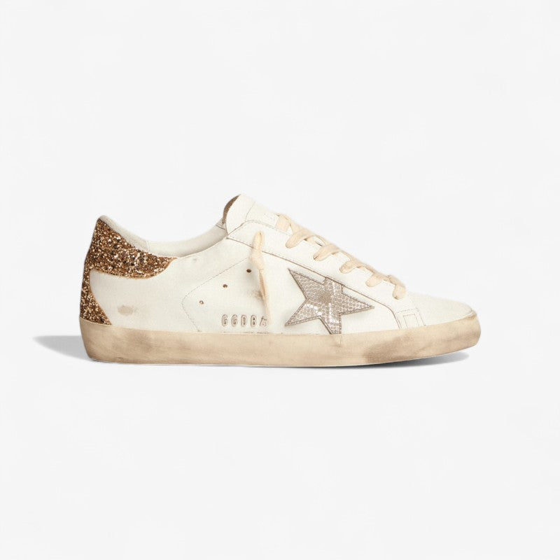 Golden Goose Super-star Rose Glitter Heel Sneaker - White Unisex Streetwear Limited Edition