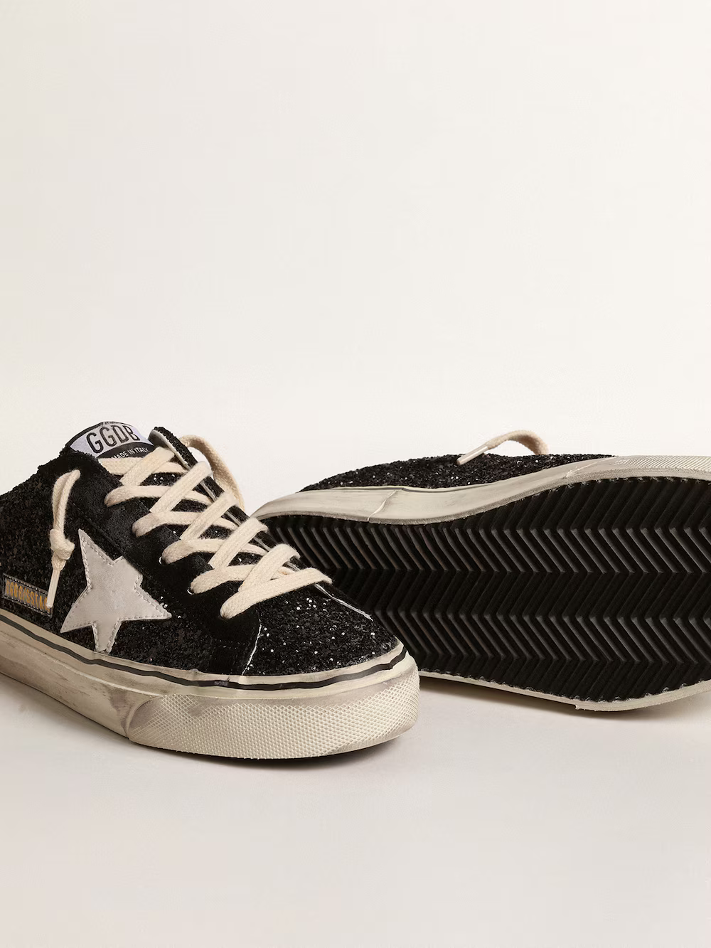 Golden Goose Super-star Slide Mule In Glitter Sneakers - Black Unisex Streetwear Limited Edition