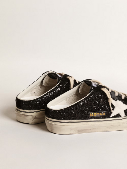 Golden Goose Super-star Slide Mule In Glitter Sneakers - Black Unisex Streetwear Limited Edition