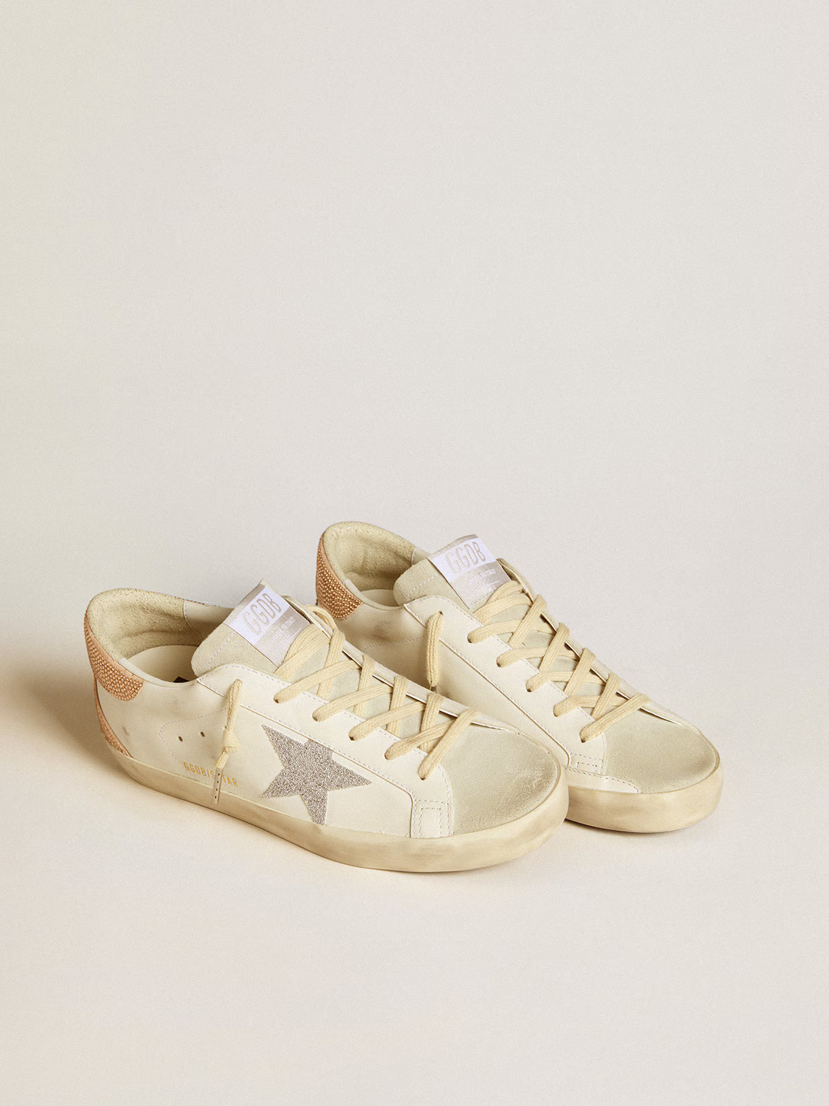 Golden Goose Super-star Swarovski Edition c Champagne Mi - - Cream Unisex Streetwear Limited Edition