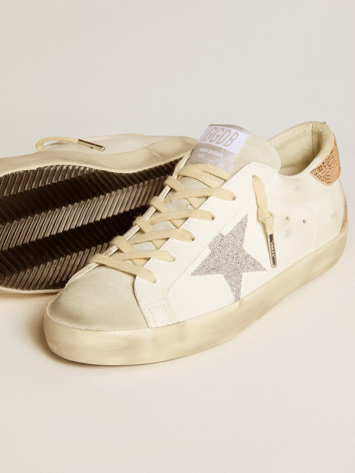 Golden Goose Super-star Swarovski Edition c Champagne Mi - - Cream Unisex Streetwear Limited Edition