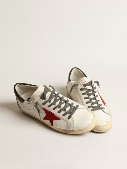 Golden Goose Super-star & Red Sneaker - White Unisex Streetwear Limited Edition