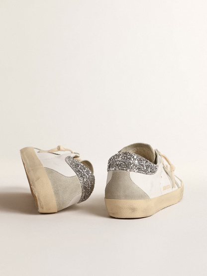 Golden Goose Superstar c Leather With Silver Glitter Heel - White Unisex Streetwear Limited Edition