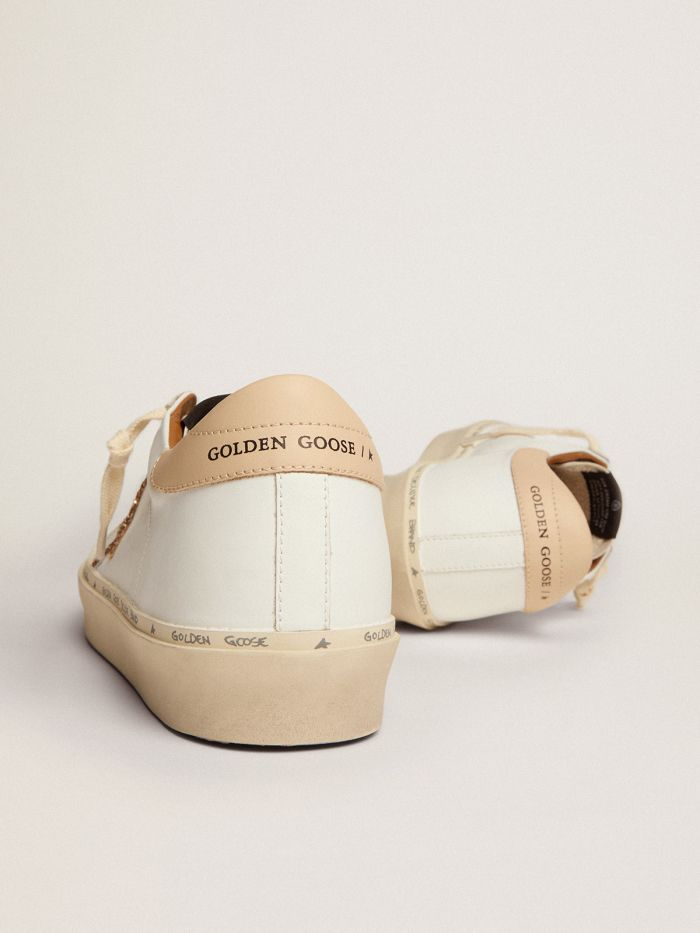 Hi Star Sneakers With Gold Glitter Star And Leather Heel Tab - Beige Unisex Streetwear Limited Edition