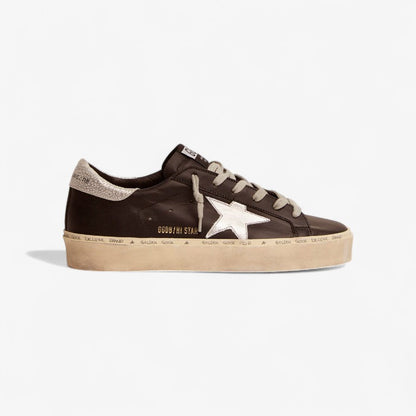 Hi Star Sneakers In Leather With Silver Laminated Leather Star - Black Unisex Streetwear Limited Edition
