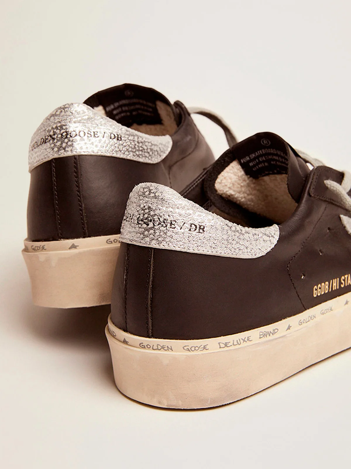 Hi Star Sneakers In Leather With Silver Laminated Leather Star - Black Unisex Streetwear Limited Edition
