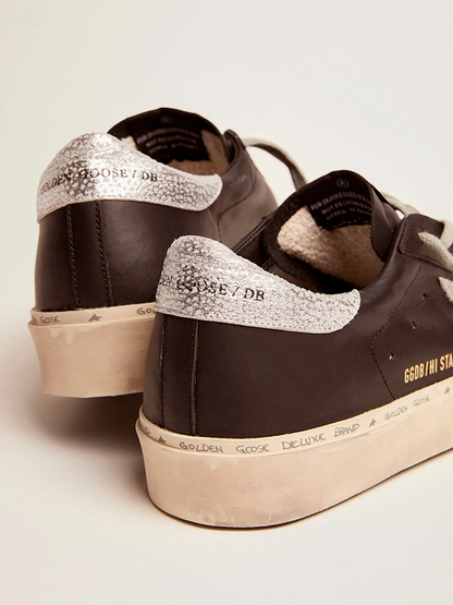 Hi Star Sneakers In Leather With Silver Laminated Leather Star - Black Unisex Streetwear Limited Edition