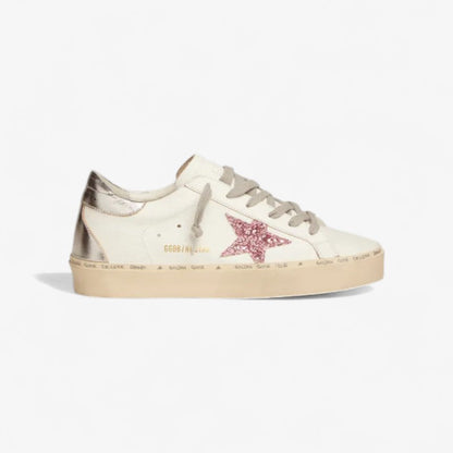 Hi Star Sneakers With Silver Laminated Leather Heel Tab And Glitter Star - Pink Unisex Streetwear Limited Edition