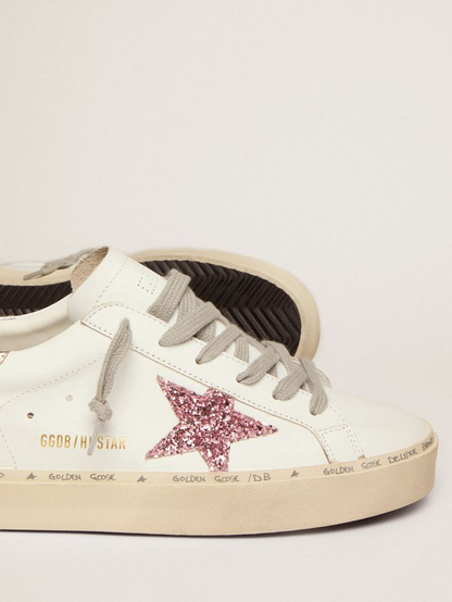 Hi Star Sneakers With Silver Laminated Leather Heel Tab And Glitter Star - Pink Unisex Streetwear Limited Edition