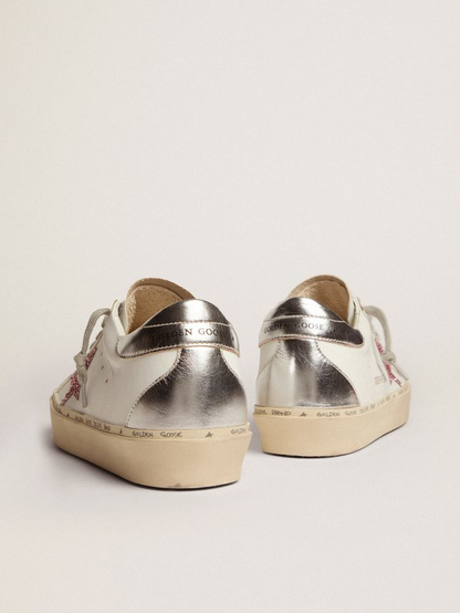 Hi Star Sneakers With Silver Laminated Leather Heel Tab And Glitter Star - Pink Unisex Streetwear Limited Edition
