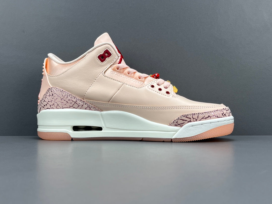 JORDAN 3 Retro - Valentine's Day - White Unisex Streetwear Limited Edition - The JORDAN 3 RETRO x VALENTINE'S DAY - REPLICA is a romantic twist on the