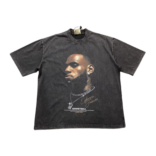 LEBRON James Vintage Graphic Tee Dark T-Shirt - Grey Unisex Streetwear Limited Edition - The LEBRON JAMES VINTAGE GRAPHIC TEE DARK GREY - REPLICA is the perfect blend of