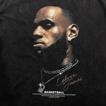 LEBRON James Vintage Graphic Tee Dark T-Shirt - Grey Unisex Streetwear Limited Edition - The LEBRON JAMES VINTAGE GRAPHIC TEE DARK GREY - REPLICA is the perfect blend of