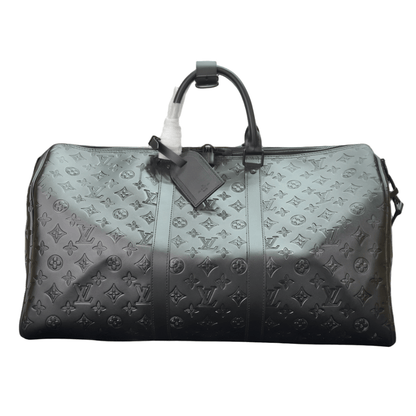 LOUIS Vuitton Keepball 50 Leather Travel Bag - Black Unisex Streetwear Limited Edition