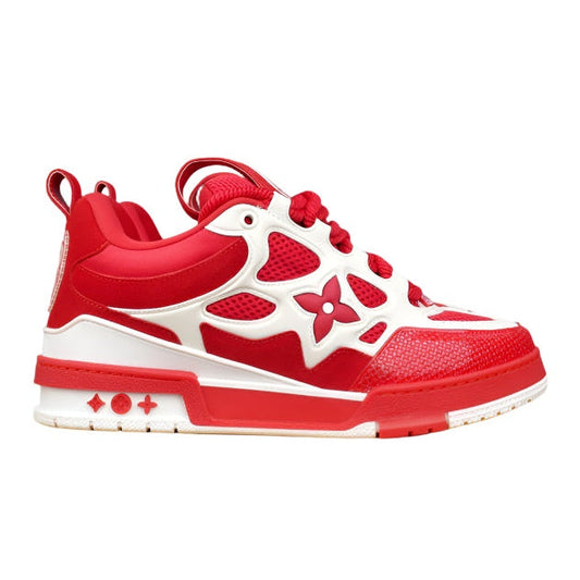 LOUIS Vuitton Lv Skate Sneaker Red - White Unisex Streetwear Limited Edition - The LOUIS VUITTON LV SKATE SNEAKER RED WHITE - REPLICA is a bold and vibrant