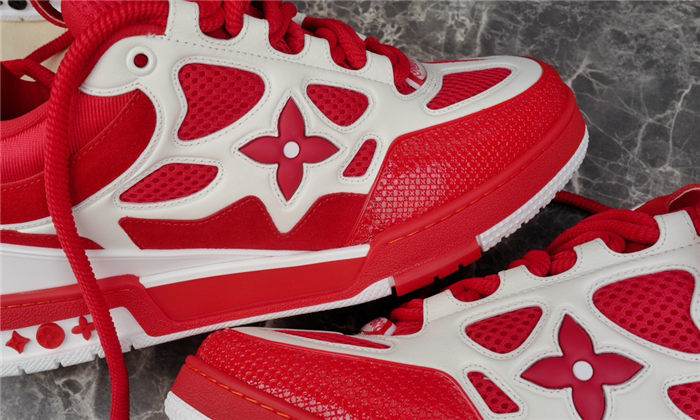 LOUIS Vuitton Lv Skate Sneaker Red - White Unisex Streetwear Limited Edition - The LOUIS VUITTON LV SKATE SNEAKER RED WHITE - REPLICA is a bold and vibrant