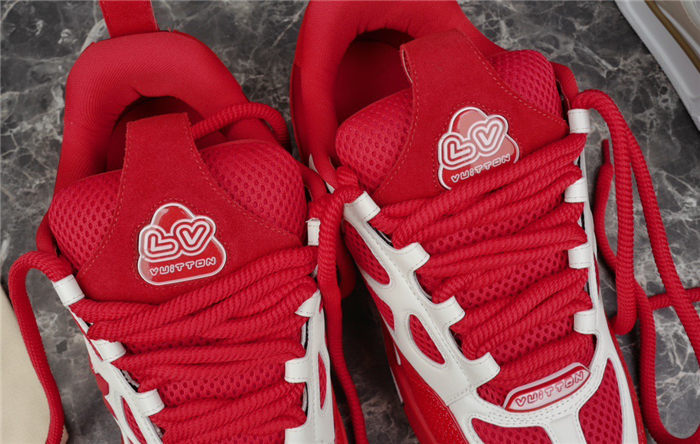 LOUIS Vuitton Lv Skate Sneaker Red - White Unisex Streetwear Limited Edition - The LOUIS VUITTON LV SKATE SNEAKER RED WHITE - REPLICA is a bold and vibrant