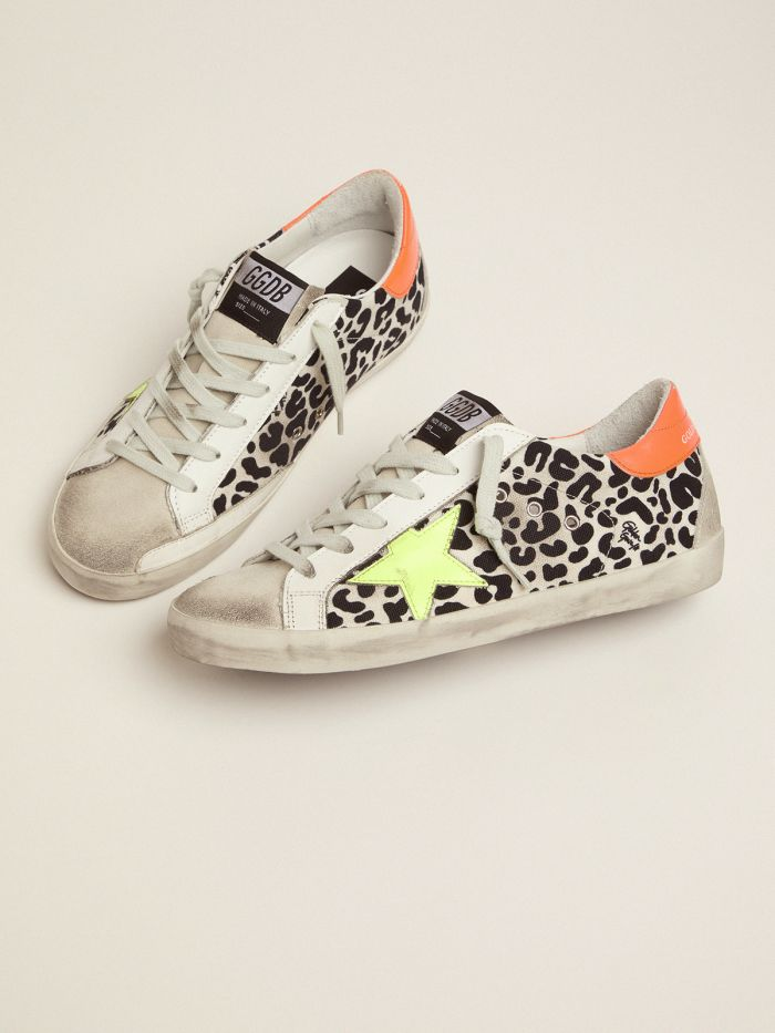 Leopard-print And Neon Super-star Sneakers - Black Unisex Streetwear Limited Edition