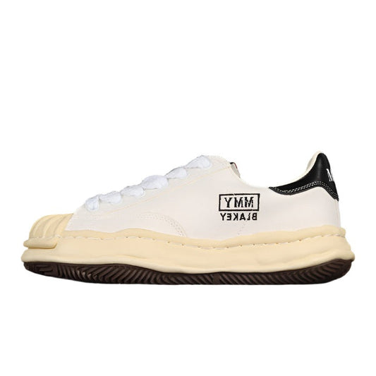 MAISON Mihara Yasuhiro Blakey Og Sole Leather Low Beige Sneakers - White Unisex Streetwear Limited Edition