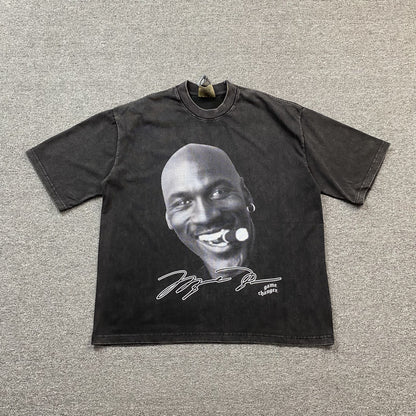 MICHAEL Jordan Vintage Graphic Tee Dark T-Shirt - Grey Unisex Streetwear Limited Edition - The MICHAEL JORDAN VINTAGE GRAPHIC TEE DARK GREY - REPLICA is a must-have for basketball