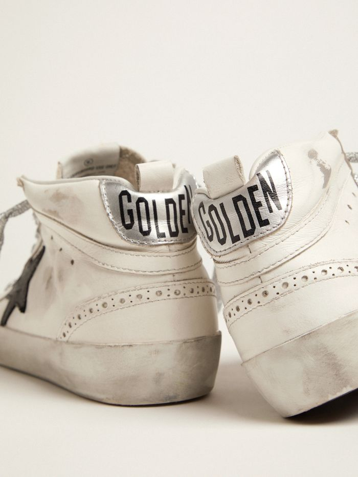 Mid-star Sneakers With Laminated Heel Tab And Glittery Laces - Black Unisex Streetwear Limited Edition