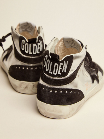 Mid Star Ltd Sneakers In Silver Laminated Leather And Suede - Black Unisex Streetwear Limited Edition