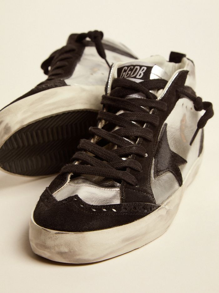 Mid Star Ltd Sneakers In Silver Laminated Leather And Suede - Black Unisex Streetwear Limited Edition