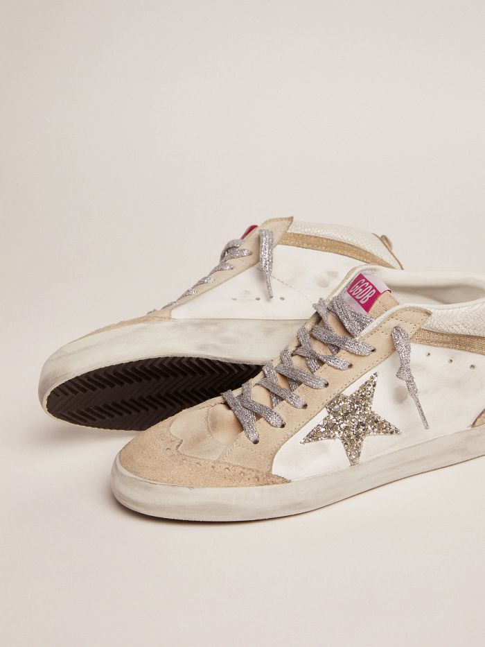 Mid Star Ltd Sneakers With Light Glitter Star And Snake-print Leather Insert - Green Unisex Streetwear Limited Edition