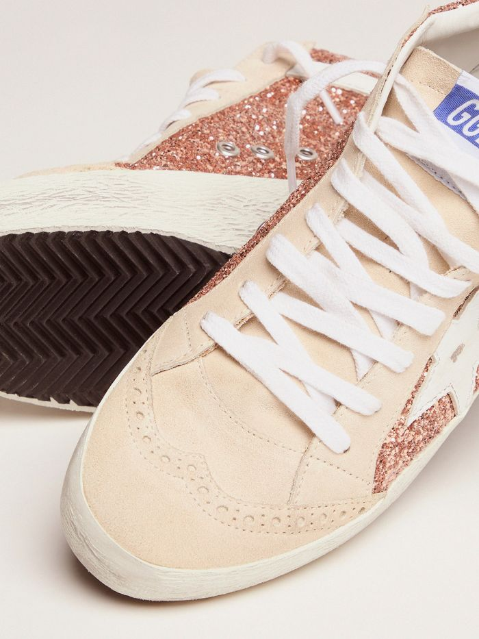 Mid Star Sneakers With Pink-gold Glitter Unisex Streetwear Limited Edition